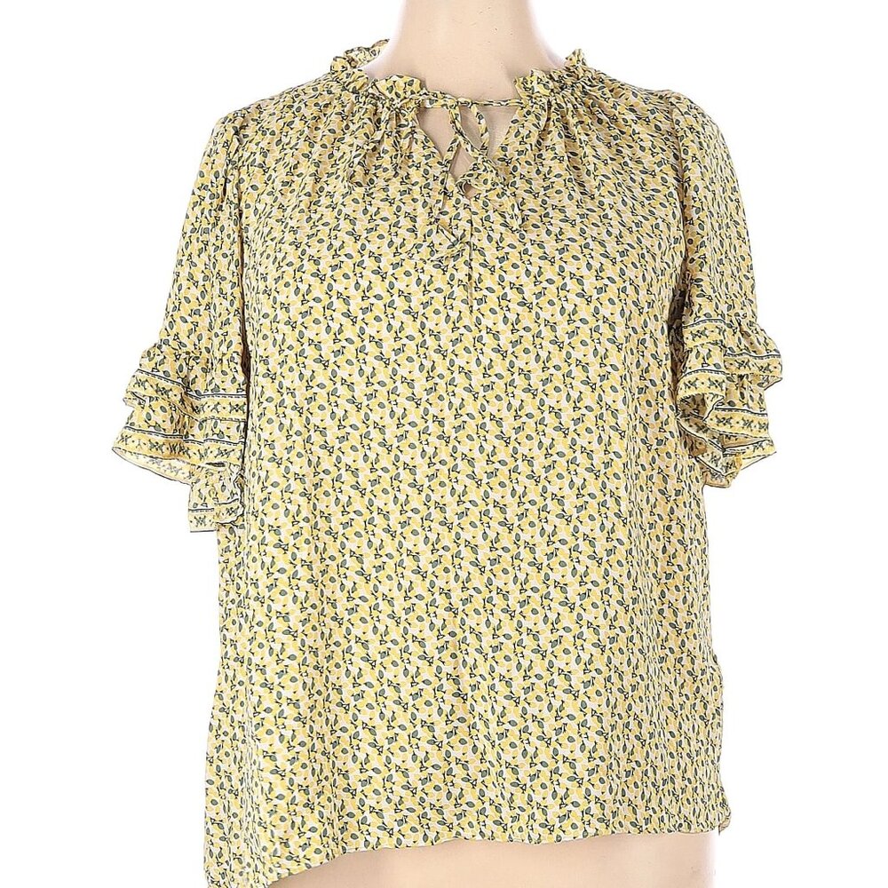 Max Studio Lemon Floral Short Sleeve Blouse 2X